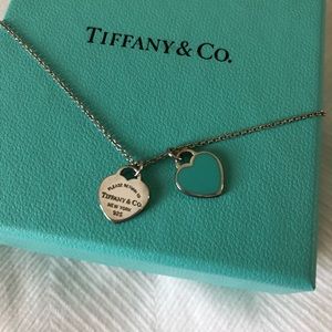 Tiffany & Co. mini double heart tag necklace, 16”
